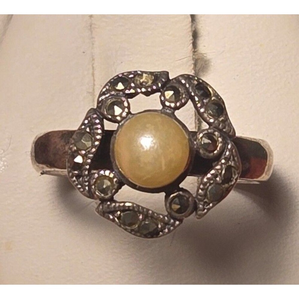 Marcasite Vintage sterling silver ring sz 7